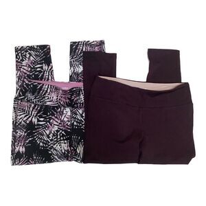 Lot of 2 Marika‎ Sport Purple Horizon Crop Leggings Medium Activewear Womans